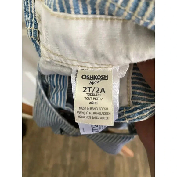 Vintage Oshkosh Baby Vestbak Striped Blue White Denim Overalls Size 2T - Picture 4 of 6